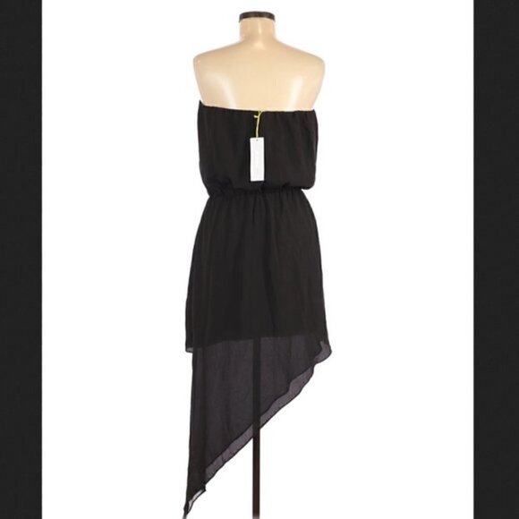 BCBGeneration Dress M NWT Asymmetrical Hem Strapless Black LBD Cocktail Event - Picture 6 of 7